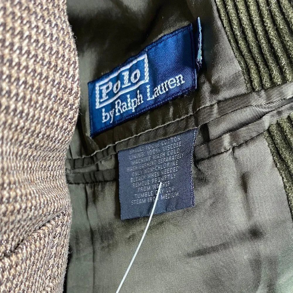 Polo Ralph Lauren Vintage Olive Green Cotton Corduroy Messenger Sport Coat